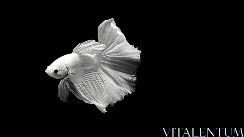 Monochrome betta fish in high-contrast side profile study.