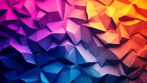 Low‑poly extruded polygon wall with gradient RGB lighting