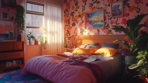 Sunlit petals spill softly across a dreamy bedroom refuge