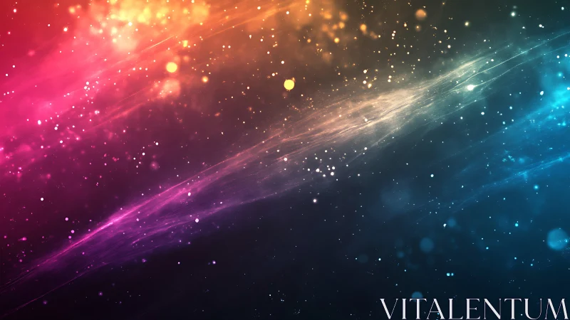 Radiant cosmic colors drift gently through a starry night