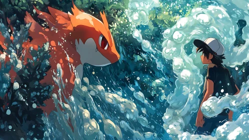 Ocean spray curls as trainer and sea beast trade steady stares