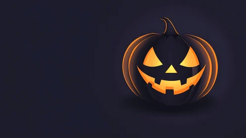 Glowing jack o lantern pumpkin rendered on dark background