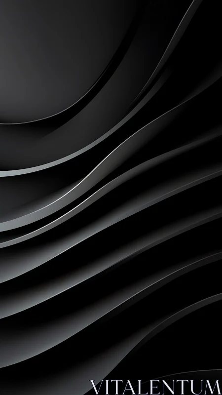 Sleek black wave surfaces with glossy curved layering.