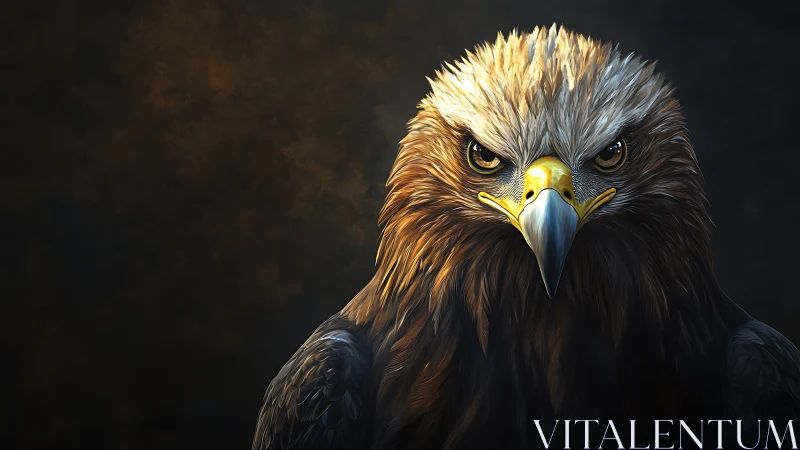 Majestic Eagle Portrait in Dramatic Lighting, Realistic Digital Art.