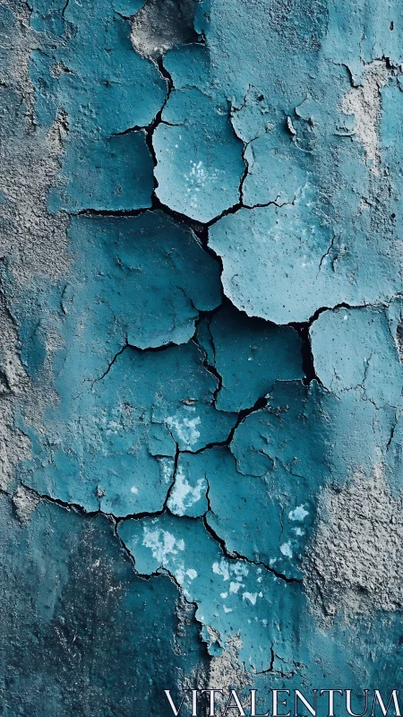 Weathered teal plaster surface with fractured texture pattern.