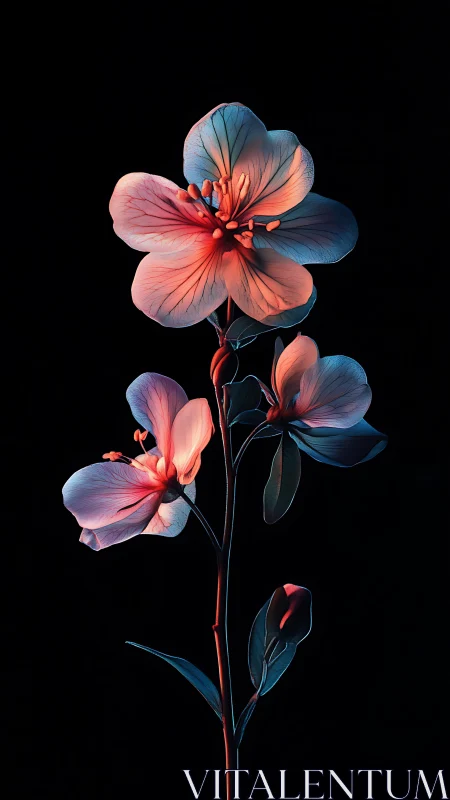 Bioluminescent Floral Study with Chromatic Gradient Petals.
