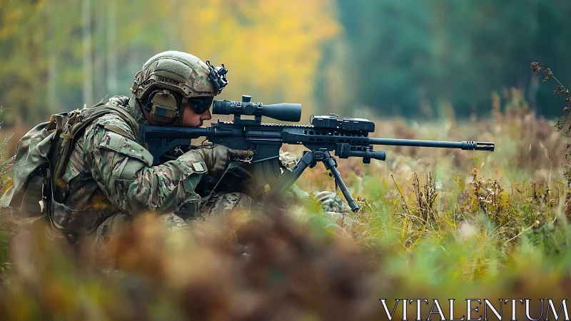 Tactical Marksman in the Field: Focus and Precision.