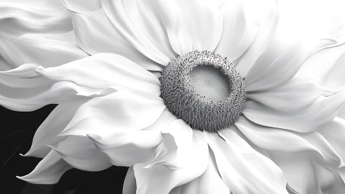 Close-up macro photography of white sunflower with detailed textured center