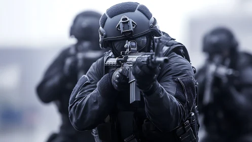Focused tactical team moves with calm, coordinated precision.