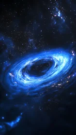 Digital painting of luminous galactic vortex in deep space.
