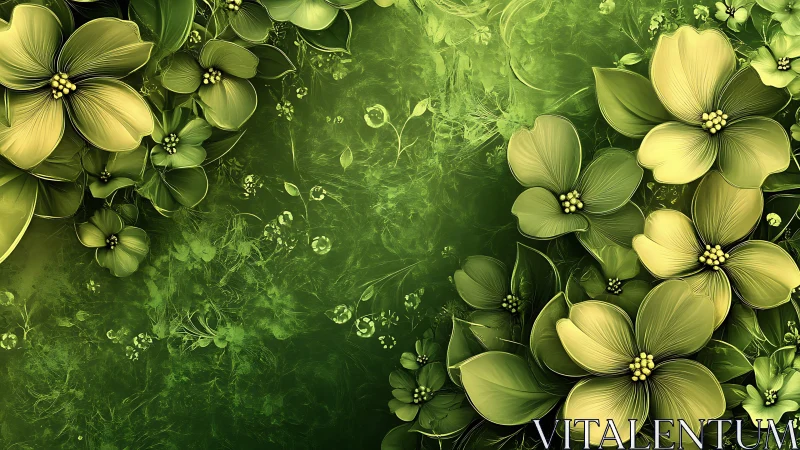 Yellow Dogwood Flowers Against Verdant Background.