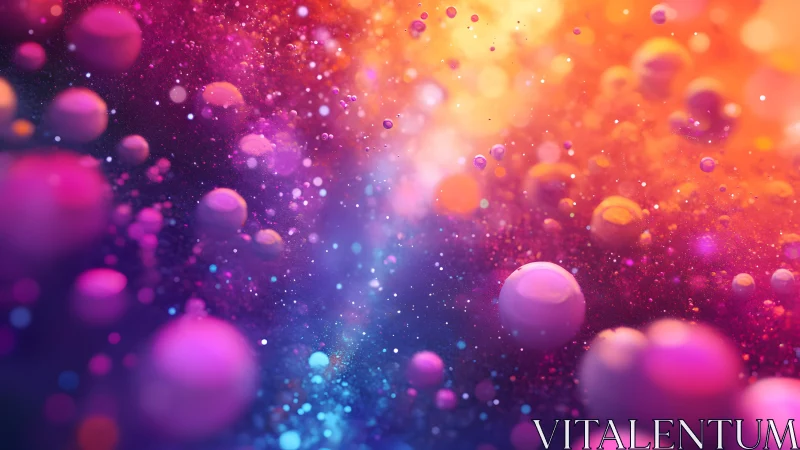 Vibrant Abstract Spheres Floating in Colorful Cosmic Space.