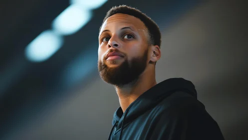 Low angle portrait isolates athlete in cinematic cool lighting