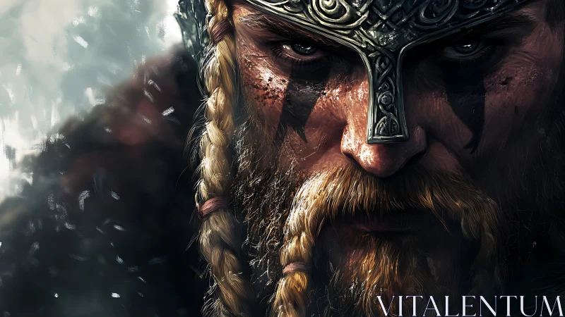 Warrior portrait magnifies battle-worn face in digital chiaroscuro
