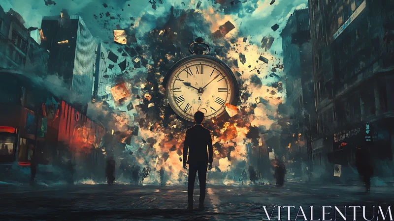 Time-shattered city street invites one soul into the storm