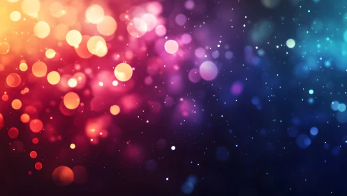 Vibrant abstract bokeh lights in gradient colors, digital art style.
