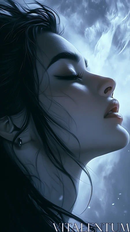 Soft moonlit breath and a quiet dreamer in blue hush.