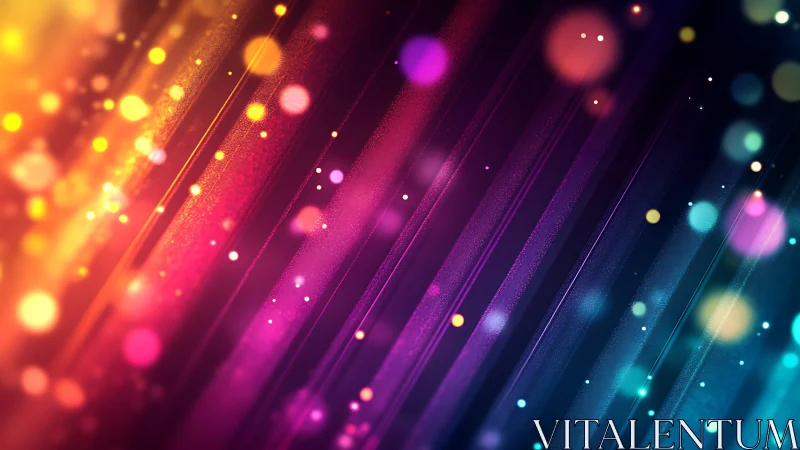 Neon light streaks cross bokeh field in vibrant spectrum glow.