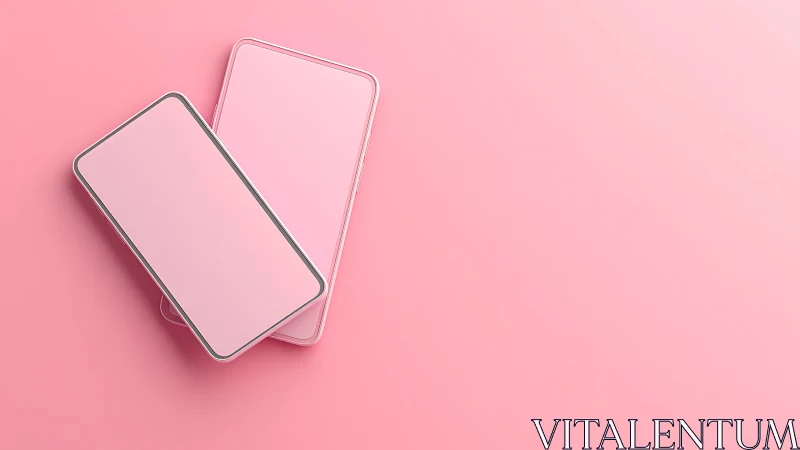 Two transparent smartphone frames positioned on pink background