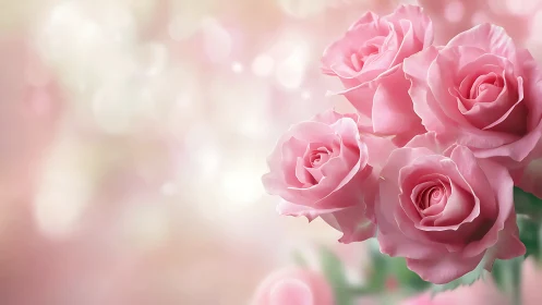 Delicate Pink Roses in Soft Sunlight.