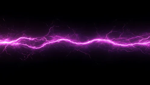 Magenta electric energy arc on black digital background.