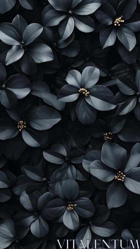 Dark Petals with Gold Stamens: Moody Floral Composition