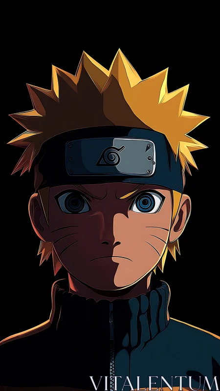 Focused blond ninja portrait with dramatic shadowed lighting.