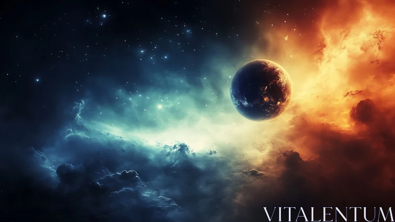 Planet splits cosmos between icy void and burning storm