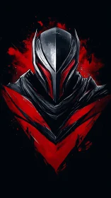 Parametric black armor helm with red emissive accents study.