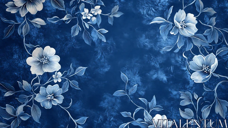 Midnight Blooms Dance Across Deep Sapphire Canvas