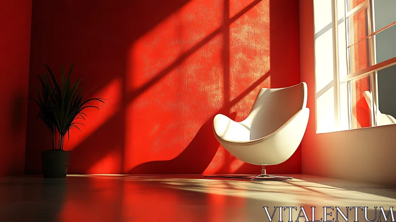 High contrast modern lounge with directional sunlight modeling surfaces