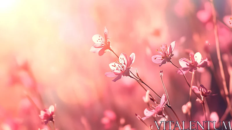Delicate Pink Blossoms in Soft Focus Botanical Study