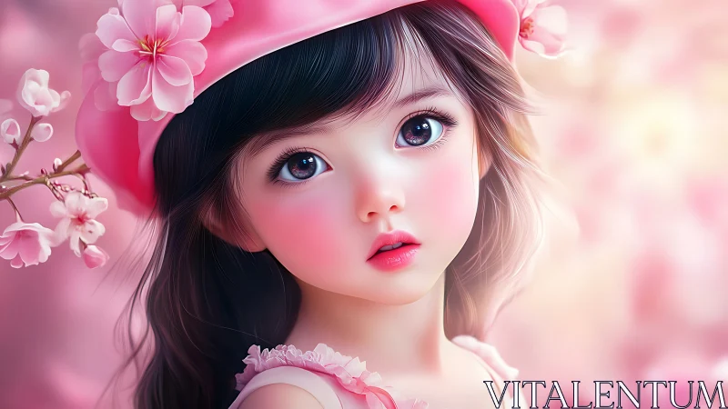 High-fidelity sakura portrait of wide-eyed child visage.
