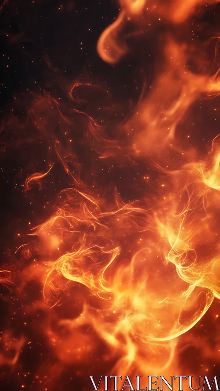 Turbulent Fire and Embers Against Black Space.