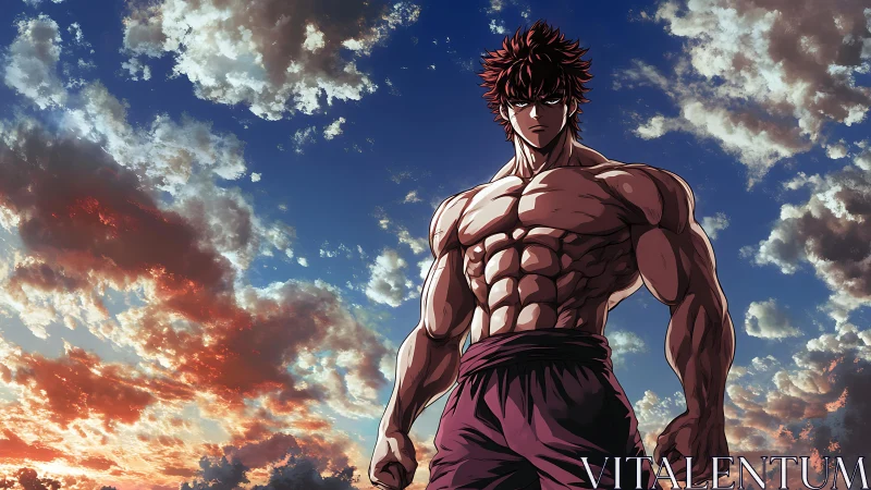 Sky-towering fighter claims the horizon with storm-still resolve