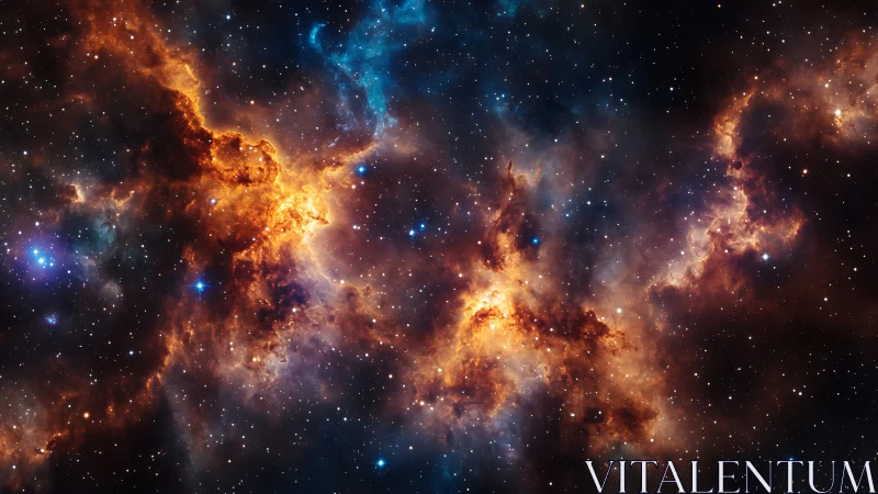 Stellar nebula with dense dust clouds and scattered stars.