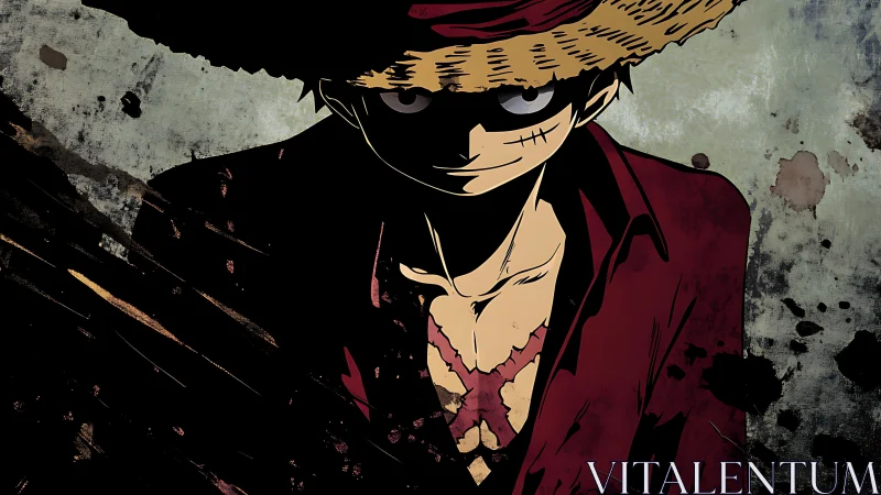 Shadowed anime pirate stares ahead with fierce resolve