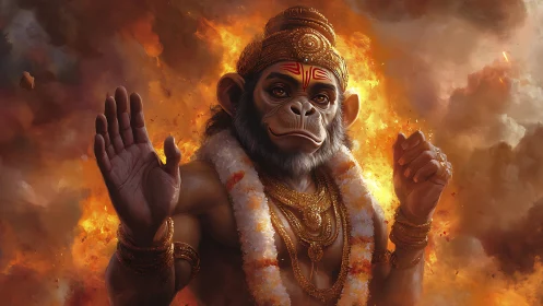 Divine simian warrior rendered in high-detail digital painting