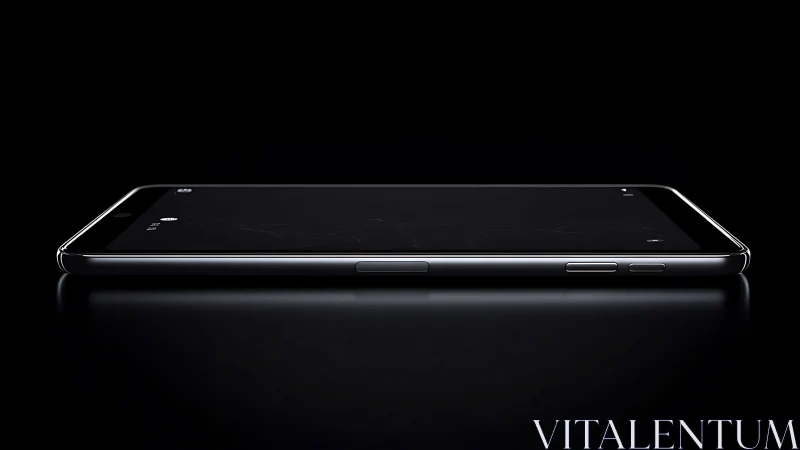 Sleek Black Smartphone Profile Against Dark Backdrop.