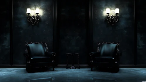 Twin velvet thrones linger beneath whispering wall lights