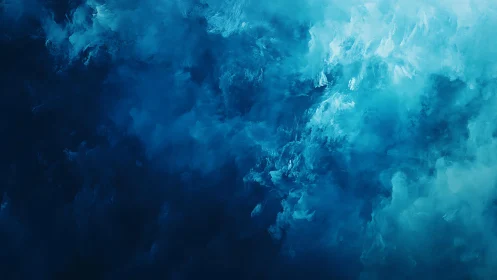 Abstract Ocean Blue Brush Strokes Digital Painting Background.