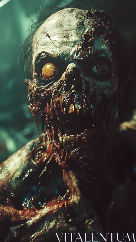 Rot-slicked revenant grins under sickly green fallout glow.