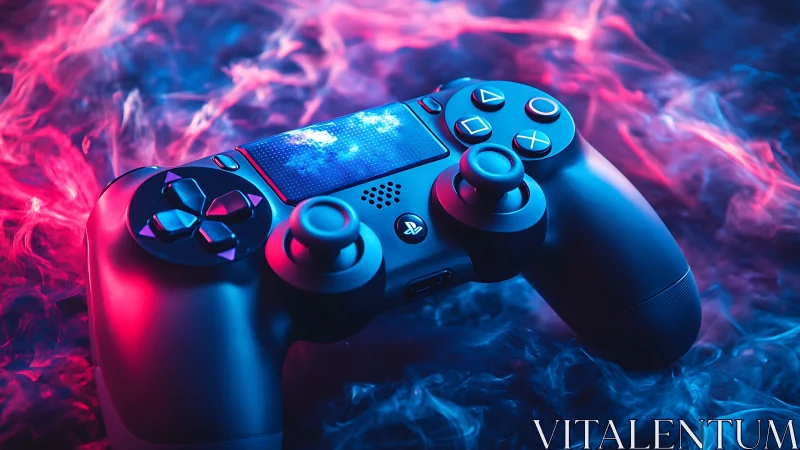PlayStation 4 Controller Set Against Neon Flames.