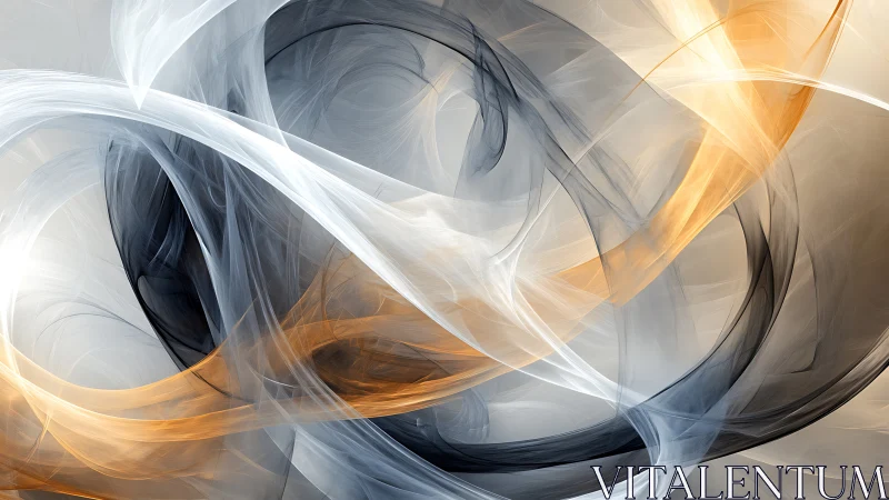 Dynamic curvilinear ribbons in layered abstract digital composition.