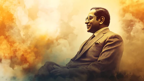 Golden-hour strategist adrift in warm cinematic clouds.