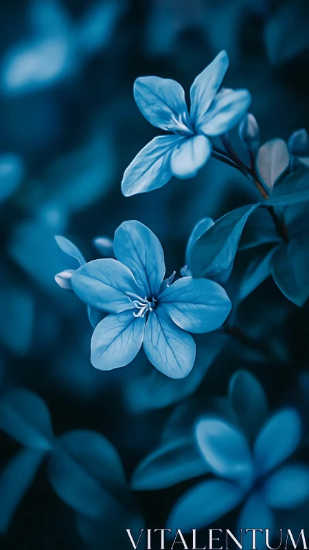 Blue Blossoms in Twilight.