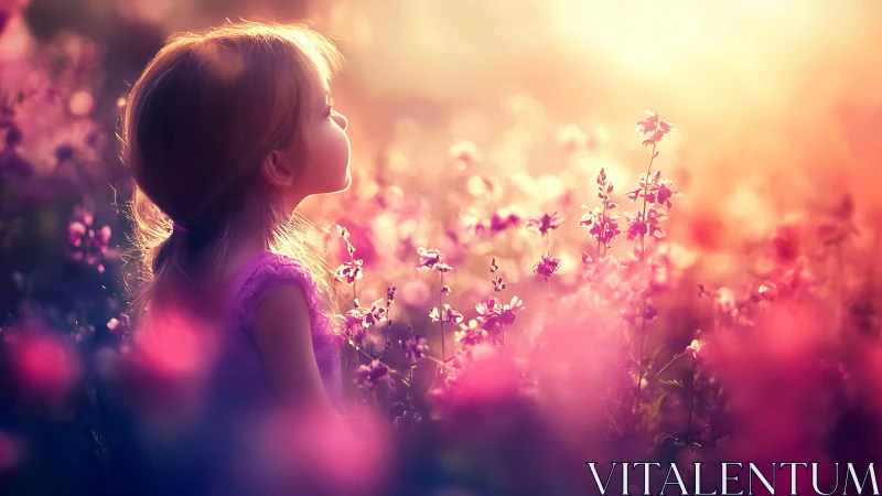 Sun-soaked daydream crowns a child in pastel wildflowers