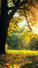 Golden afternoon sunlight under a welcoming leafy tree.