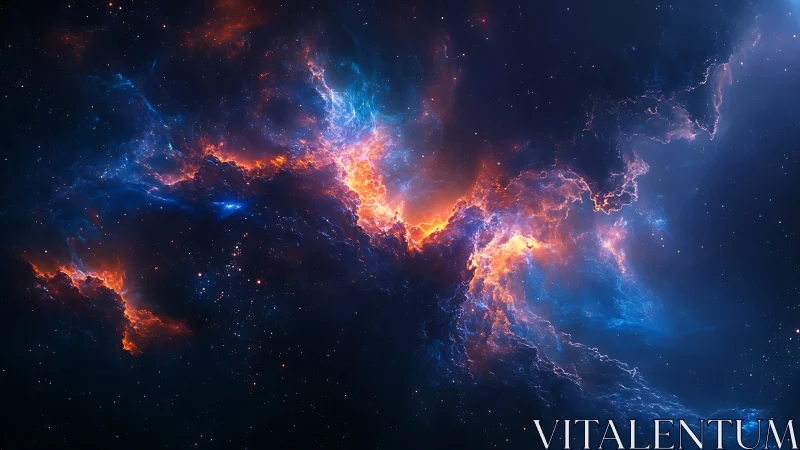 Nebula-like cosmic cloud structure glows with vivid light
