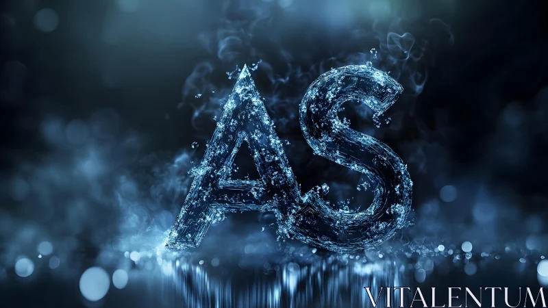 Water-Formed AS Letters in Smoky Blue Digital Art Style.